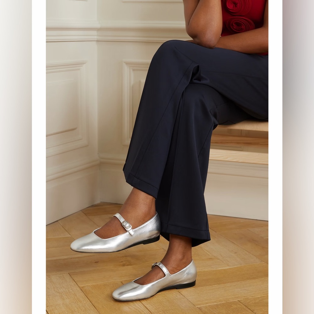 Le Monde Beryl 38.5 Metallic Silver Mary Jane Flats